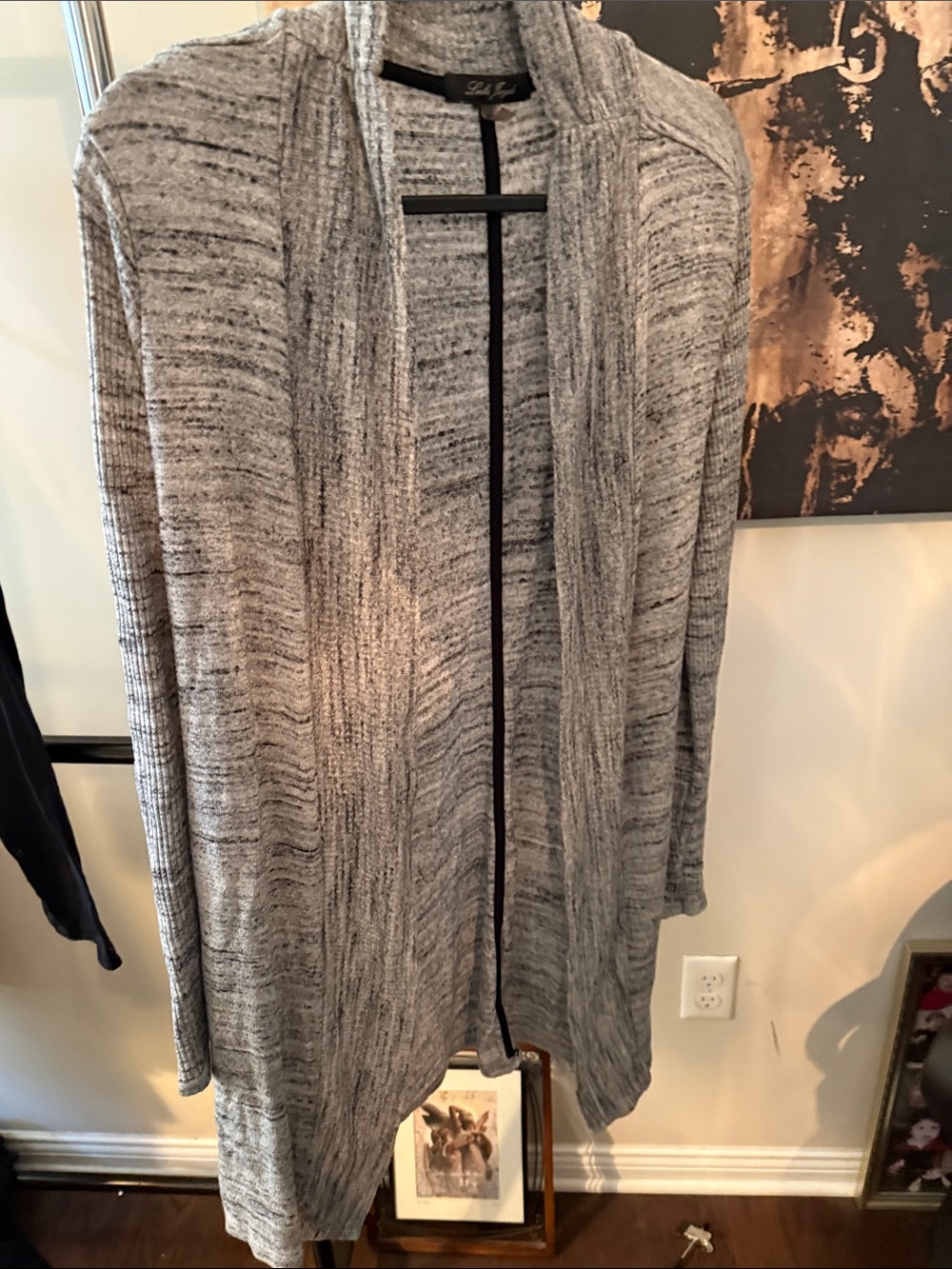 Laila Jayde Heathered Gray Open Cardigan